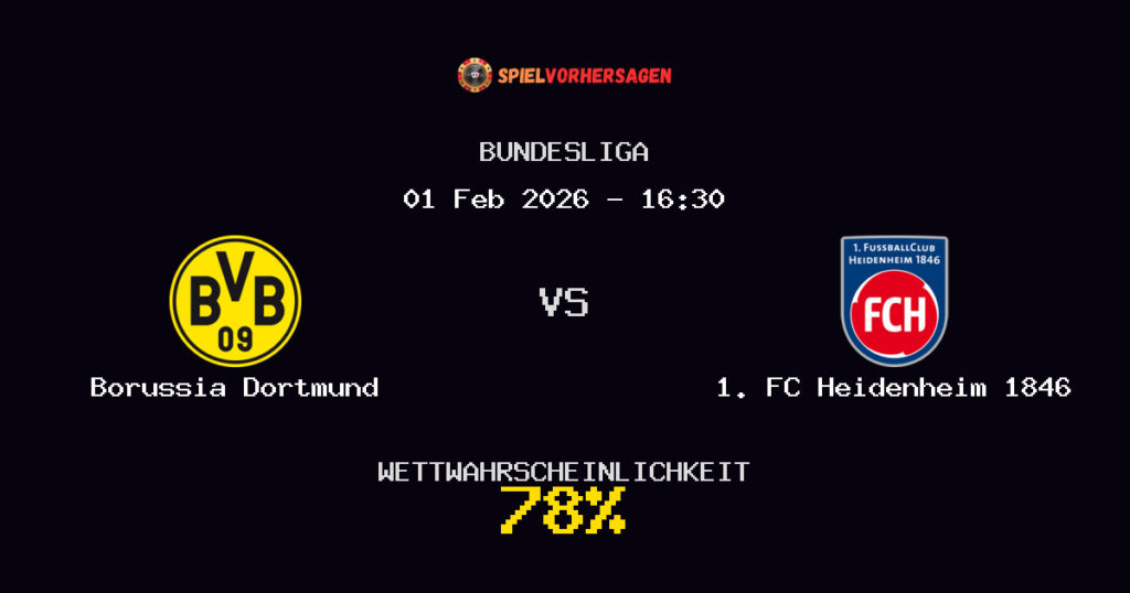 Borussia Dortmund vs 1. FC Heidenheim 1846 Spielvorhersage - Bundesliga - Wett-Tipps