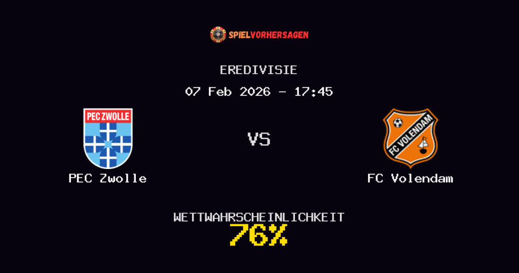PEC Zwolle vs FC Volendam Spielvorhersage - Eredivisie - Wett-Tipps