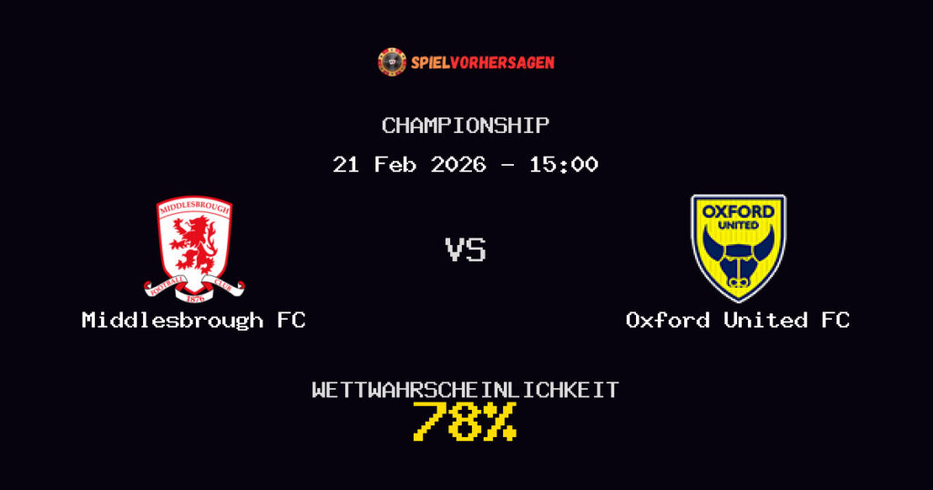 Middlesbrough FC vs Oxford United FC Spielvorhersage - Championship - Wett-Tipps