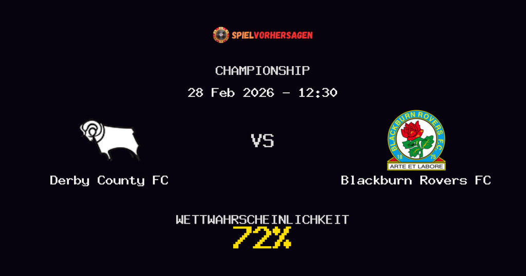 Derby County FC vs Blackburn Rovers FC Spielvorhersage - Championship - Wett-Tipps