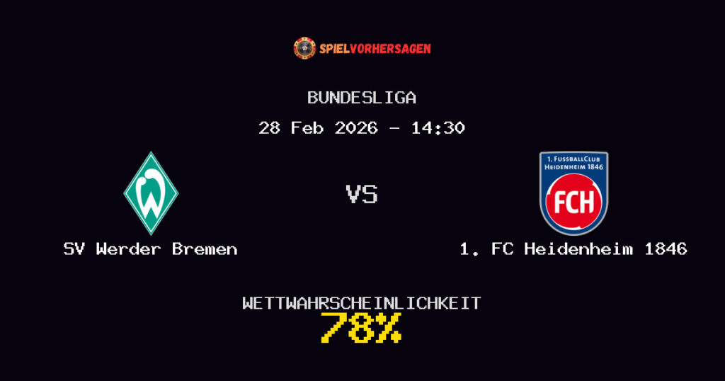 SV Werder Bremen vs 1. FC Heidenheim 1846 Spielvorhersage - Bundesliga - Wett-Tipps