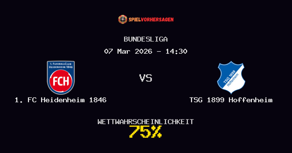 1. FC Heidenheim 1846 vs TSG 1899 Hoffenheim Spielvorhersage - Bundesliga - Wett-Tipps
