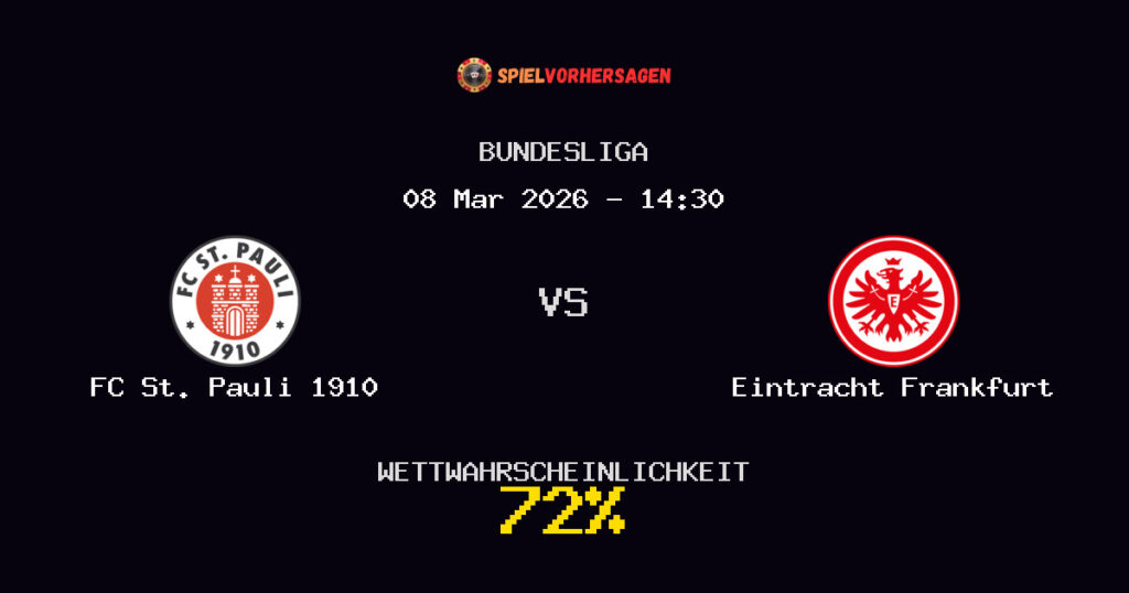 FC St. Pauli 1910 vs Eintracht Frankfurt Spielvorhersage - Bundesliga - Wett-Tipps