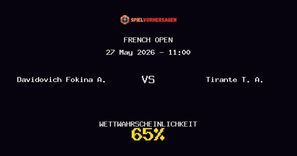 Davidovich Fokina A. vs Tirante T. A. Spielvorhersage - French Open - Wett-Tipps