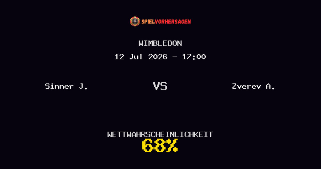 Sinner J. vs Zverev A. Spielvorhersage - Wimbledon - Wett-Tipps