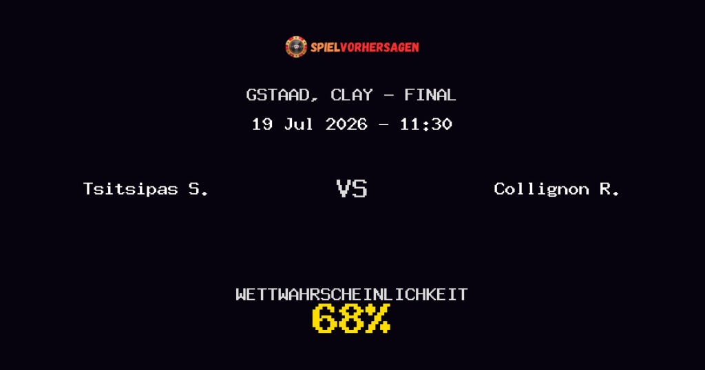 Tsitsipas S. vs Collignon R. Spielvorhersage - Gstaad, clay - Final - Wett-Tipps