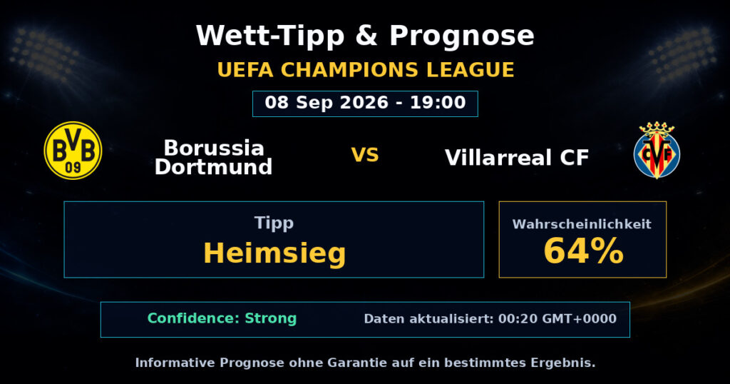 Borussia Dortmund vs Villarreal CF Match Prediction - UEFA Champions League - Betting Analysis