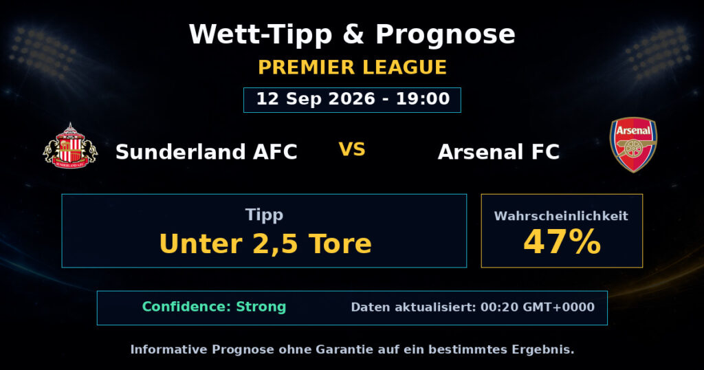 Sunderland AFC vs Arsenal FC Match Prediction - Premier League - Betting Analysis