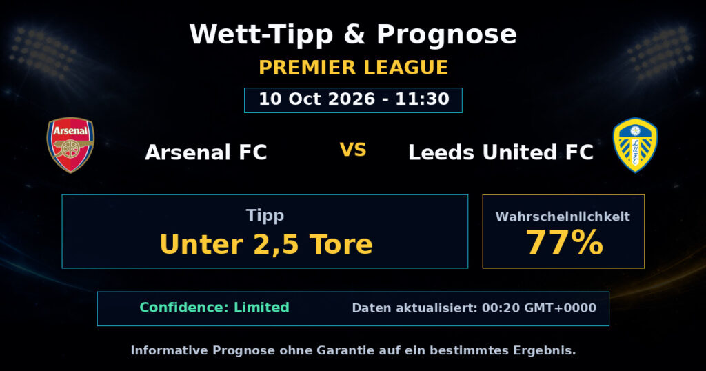 Arsenal FC vs Leeds United FC Spielprognose – Premier League – Wettanalyse