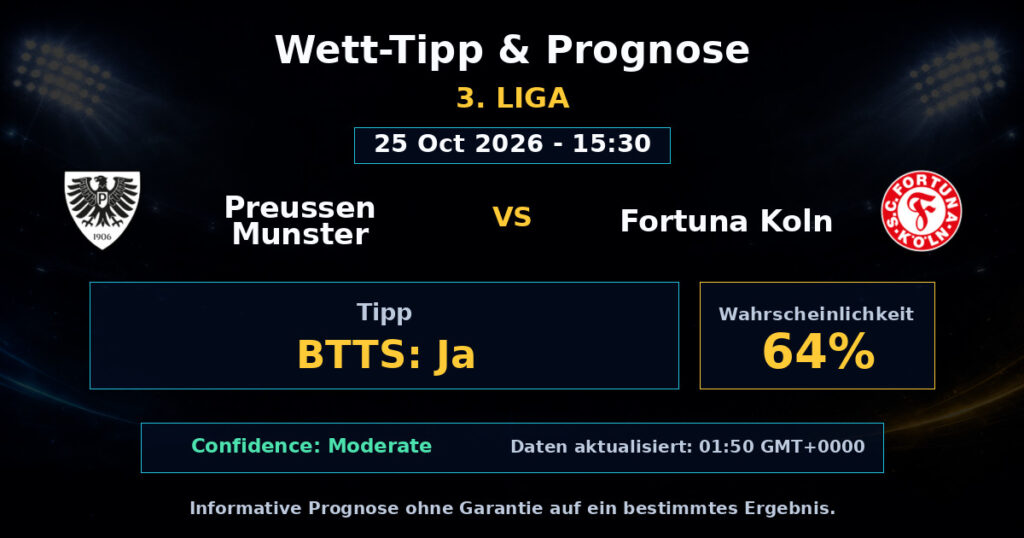 Preussen Munster vs Fortuna Koln Spielprognose – 3. Liga – Wettanalyse