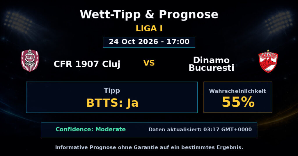 CFR 1907 Cluj vs Dinamo Bucuresti Spielprognose – Liga I – Wettanalyse