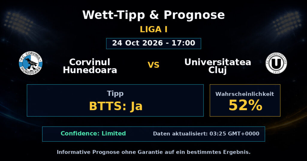 Corvinul Hunedoara vs Universitatea Cluj Spielprognose – Liga I – Wettanalyse